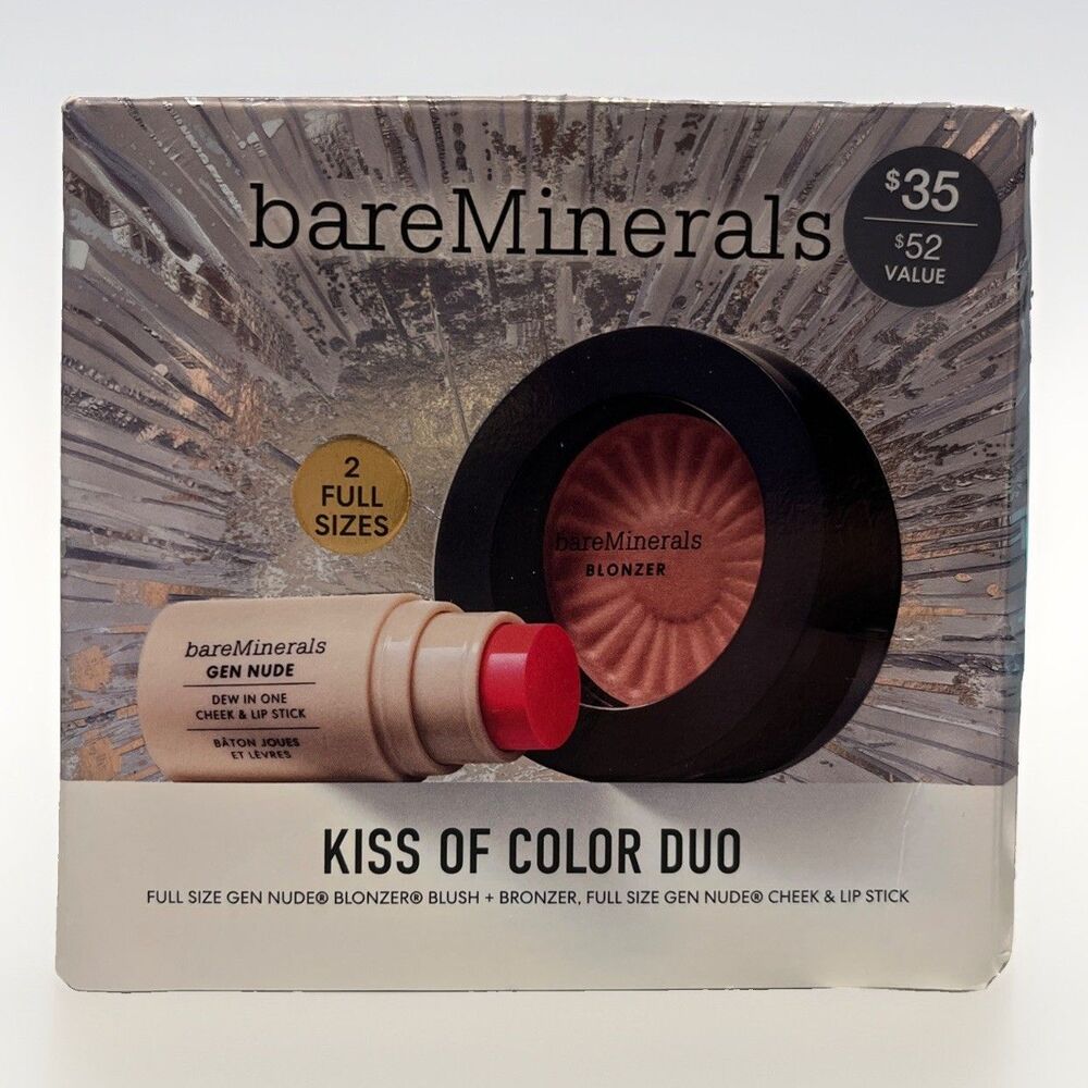 Bare Minerals Kiss of Color Duo Gen Nude Blonzer Kiss of Pink lip Cheek Stick